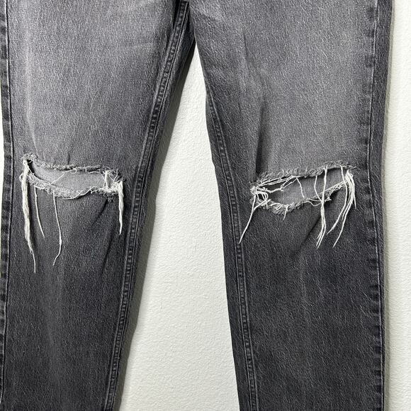 Good American Womens Darted Distressed High Waist Black Straight Jeans 8/29 - Picture 5 of 12